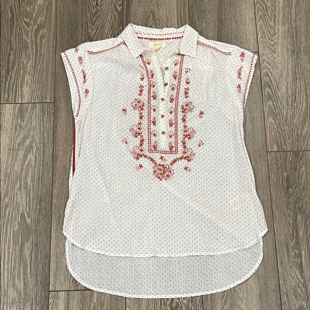 NWT Maeve by Anthropologie Embroidered Tunic Top
